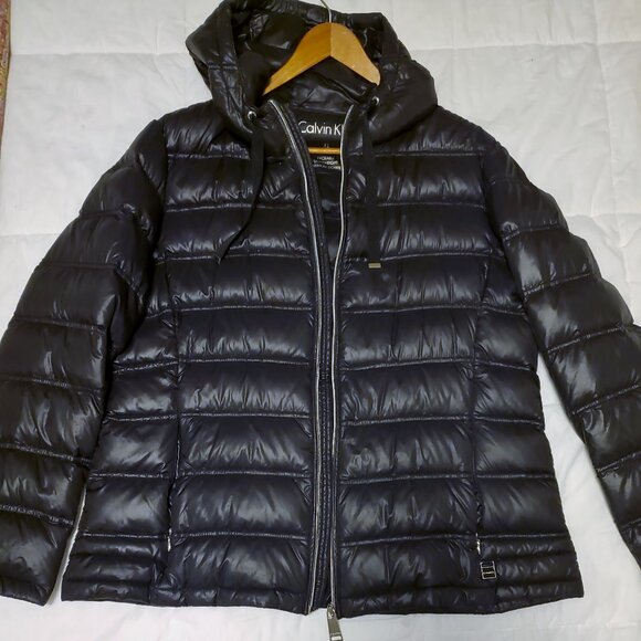 Calvin Klein Jacket Women's XL Packable Lightweight Premium Down Hooded Coat - Picture 2 of 11